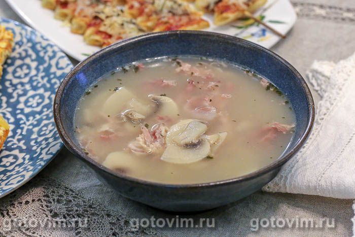 Photo of Суп куриный с фасолью и шампиньонами. Рецепт с фото